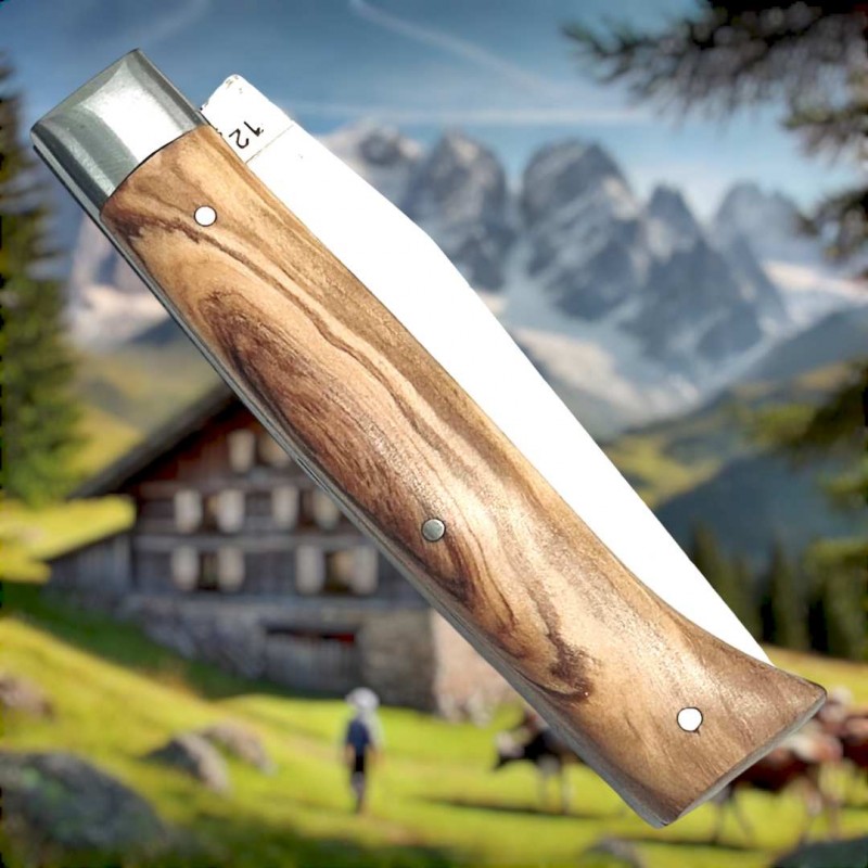 Couteau pliant l'Alpin Au Sabot en bois d'olivier