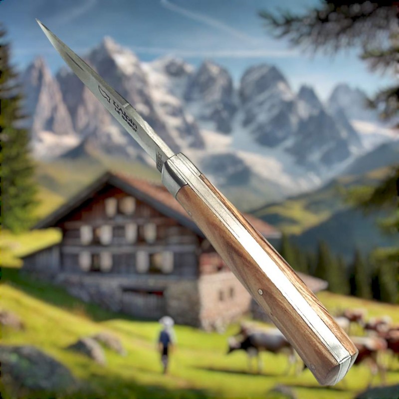 Couteau pliant l'Alpin Au Sabot en bois d'olivier