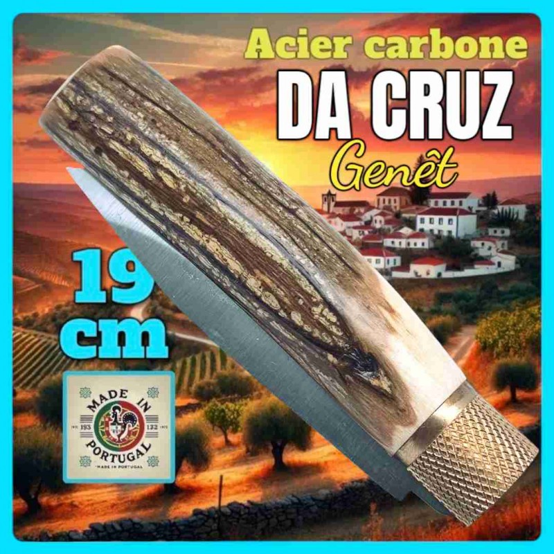 Couteau José Da Cruz rustique genêt écorce 19cm