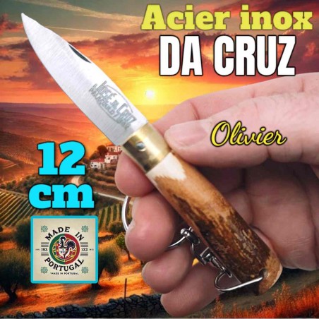 Couteau portugais Jose Da Cruz porte cles olivier ecorce lame INOX