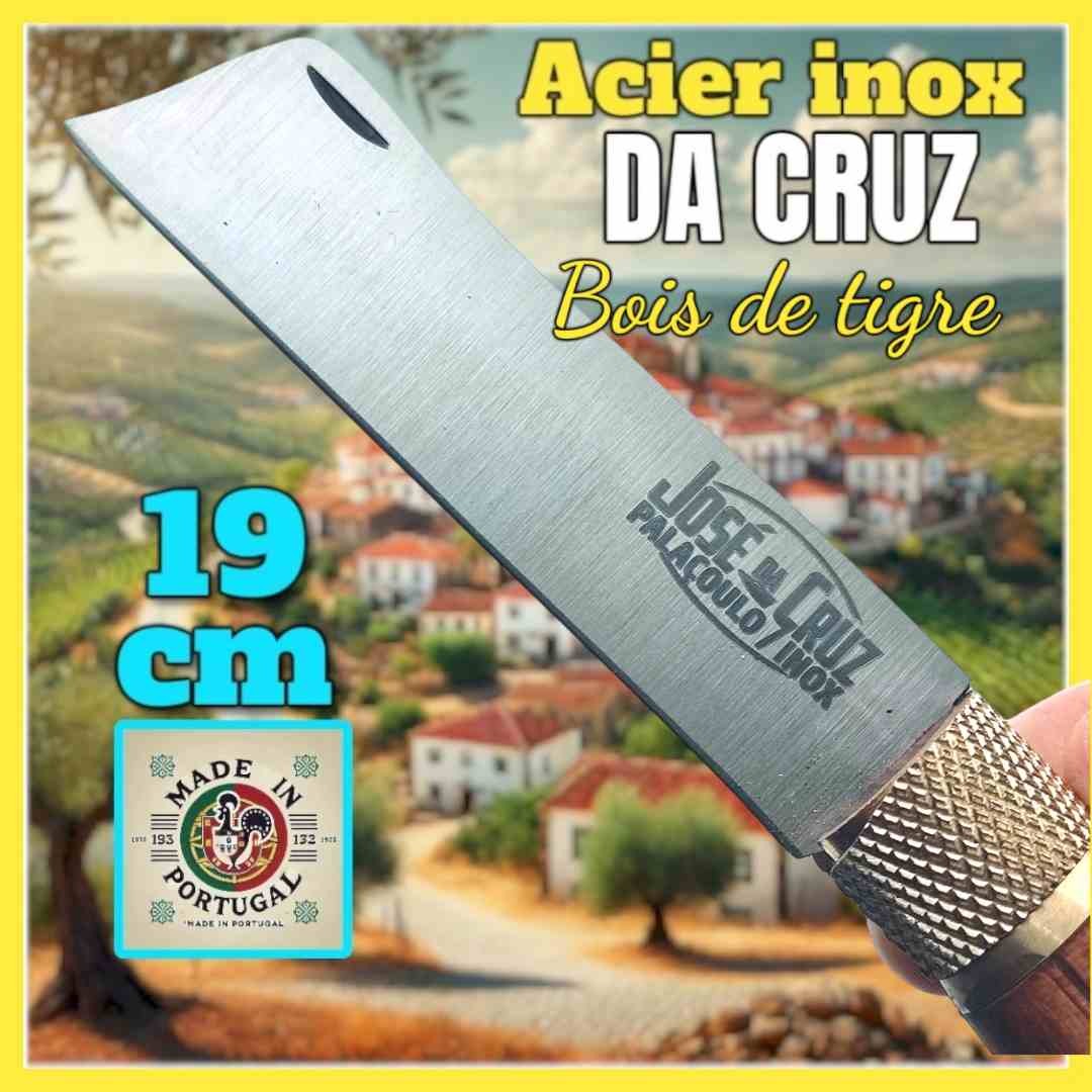 José Da Cruz couteau planalto sans pointe greffoir bois de tigre 19cm inox