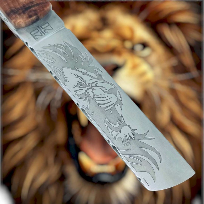 Couteau  20/20 Wild Face LION hetre echauffé guilloché