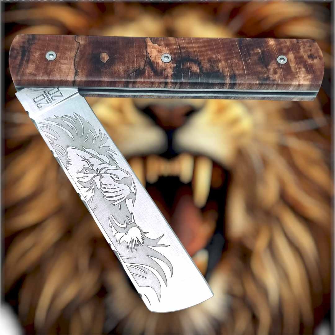 Couteau  20/20 Wild Face LION hetre echauffé guilloché