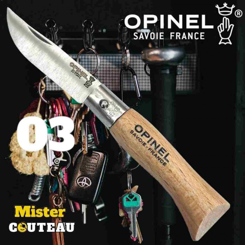 Couteau OPINEL 03 manche hetre lame  inox / 10cm