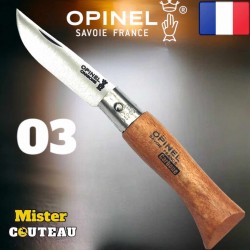 Couteau OPINEL 03 manche hetre lame carbone / 10cm
