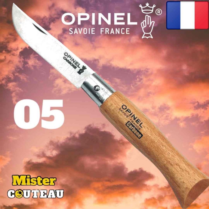 Couteau OPINEL 05 manche hetre lame carbone / 14 cm