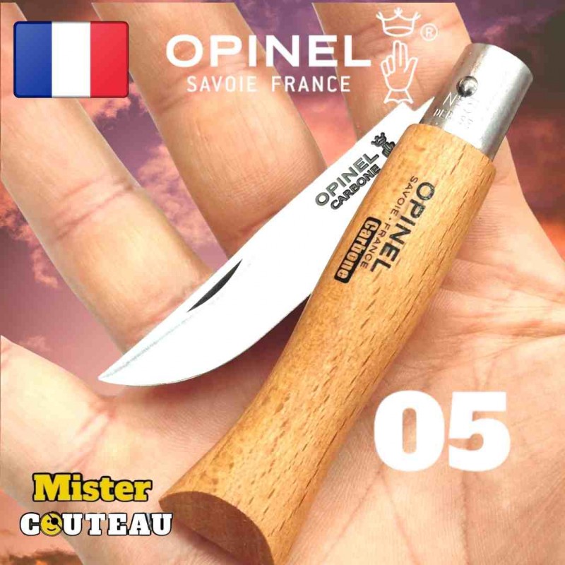 Couteau OPINEL 05 manche hetre lame carbone / 14 cm