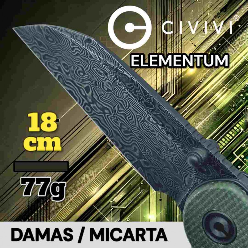 Couteau Civivi Elemtum damas micarta