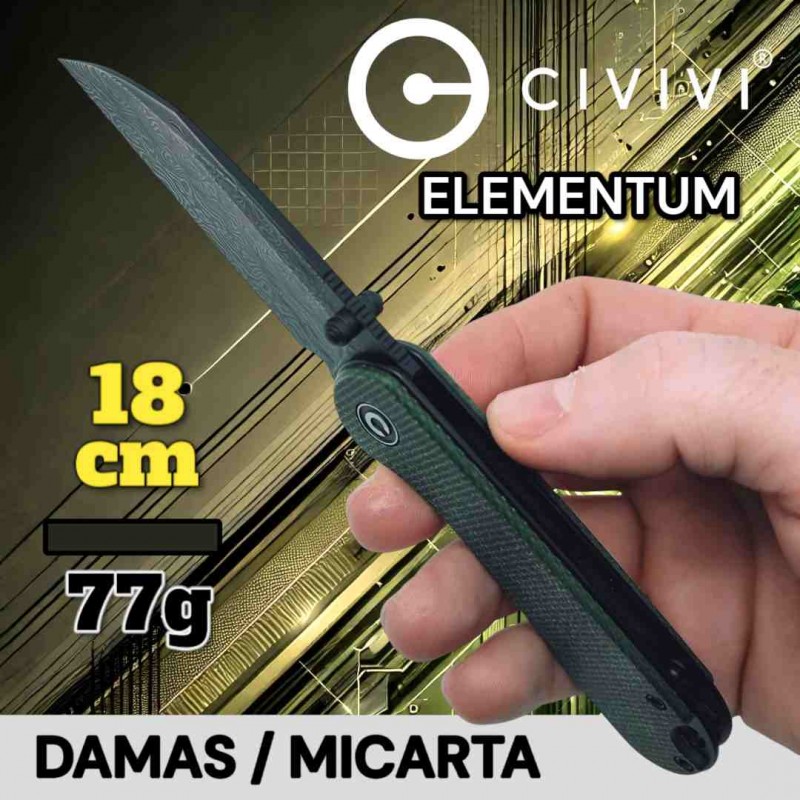 Couteau Civivi Elemtum damas micarta