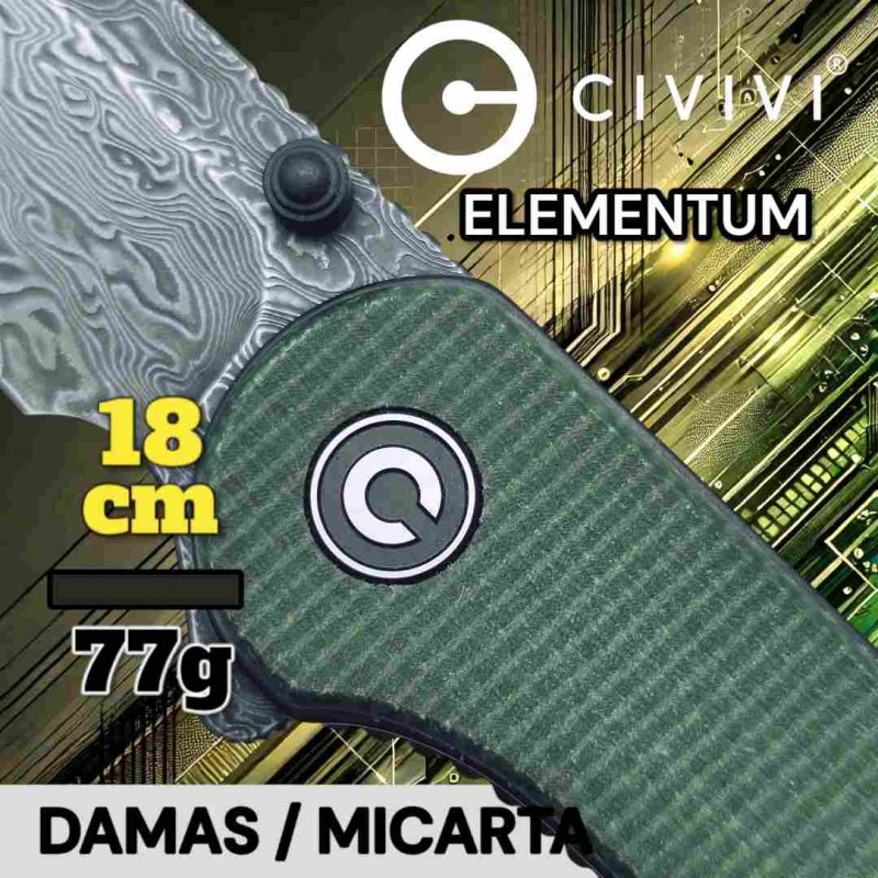 Couteau Civivi Elemtum damas micarta