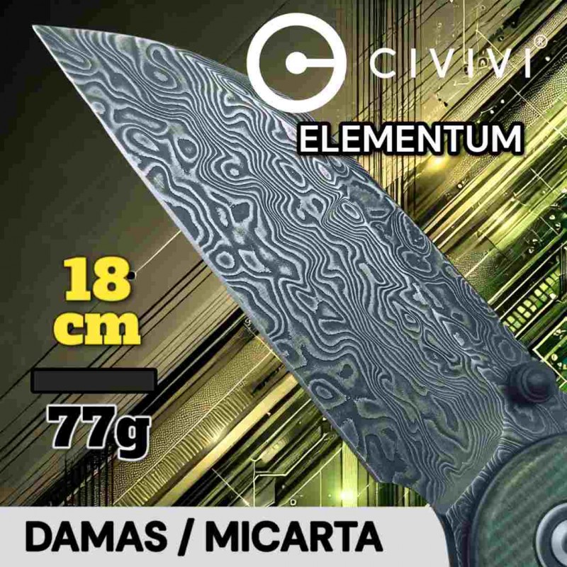 Couteau Civivi Elemtum damas micarta