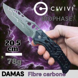 Couteau Civivi Biophase Damascus fibre carbone