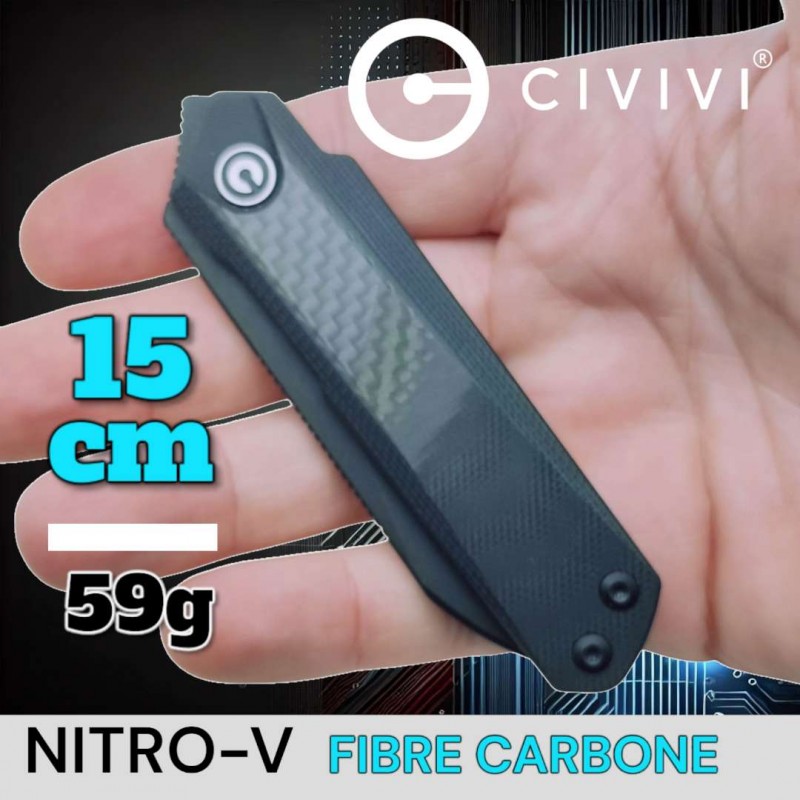 Couteau Civivi Ki-V plus nitro-V G10 fibre carbone