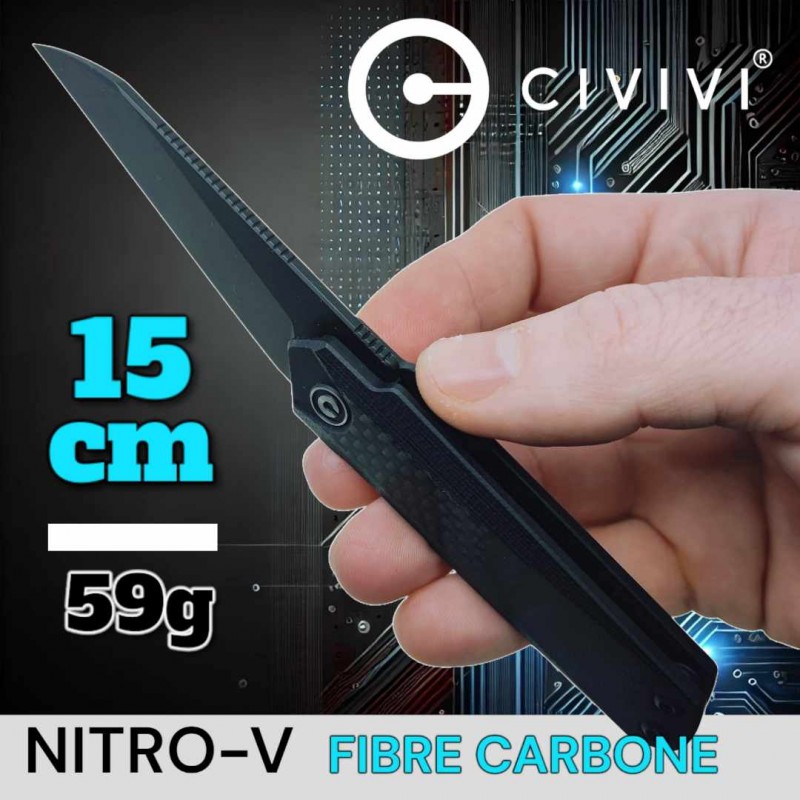 Couteau Civivi Ki-V plus nitro-V G10 fibre carbone