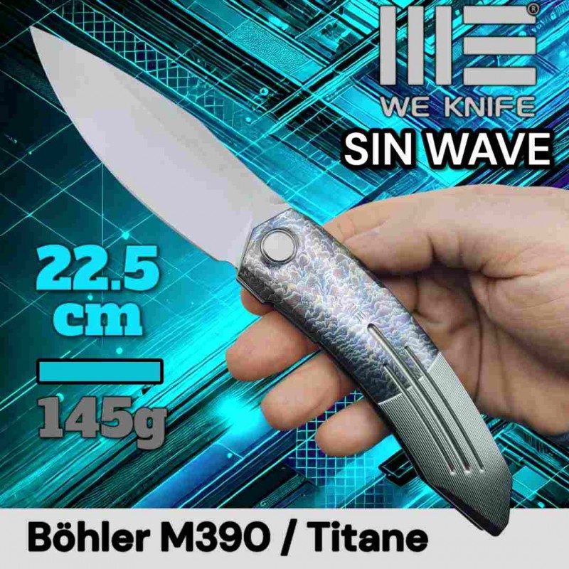 Couteau WE Knife Sin Wave titane flammée m390 cobalt