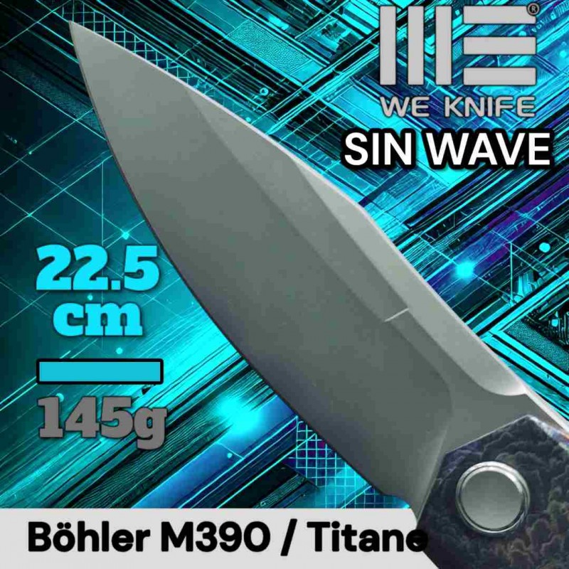 Couteau WE Knife Sin Wave titane flammée m390 cobalt