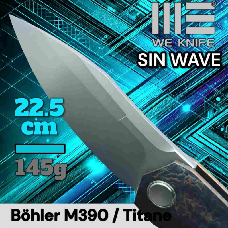 Couteau WE Knife Sin Wave titane flammée m390 cobalt