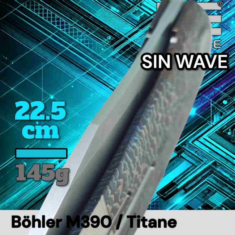 Couteau WE Knife Sin Wave titane flammée m390 cobalt