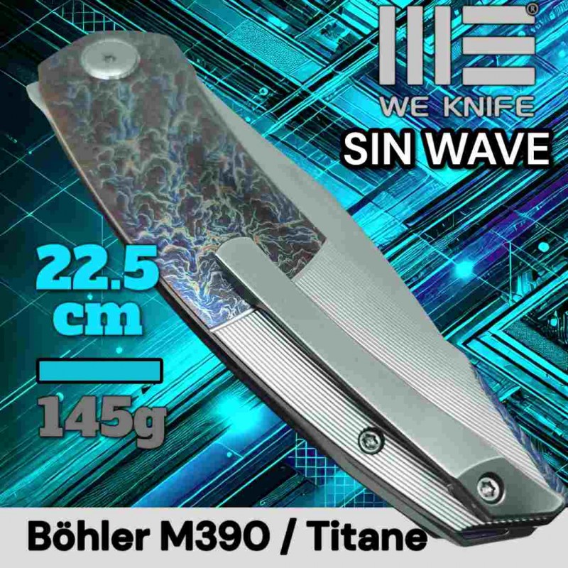 Couteau WE Knife Sin Wave titane flammée m390 cobalt