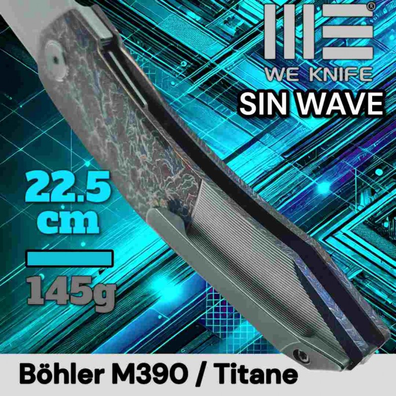 Couteau WE Knife Sin Wave titane flammée m390 cobalt