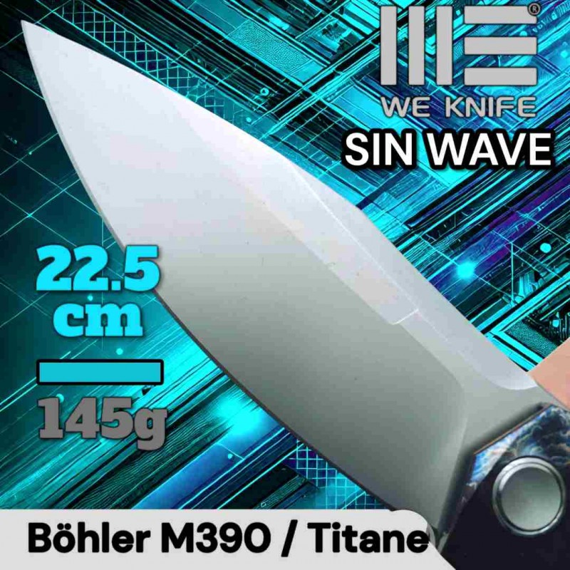 Couteau WE Knife Sin Wave titane flammée m390 cobalt