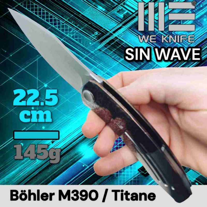 Couteau WE Knife Sin Wave titane flammée m390 cobalt