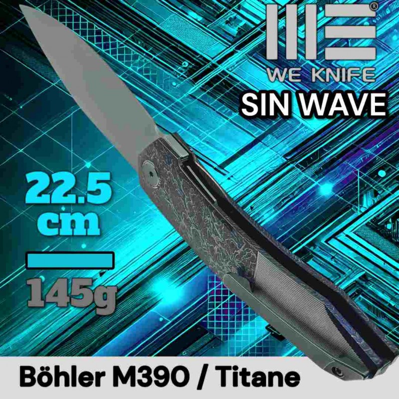 Couteau WE Knife Sin Wave titane flammée m390 cobalt