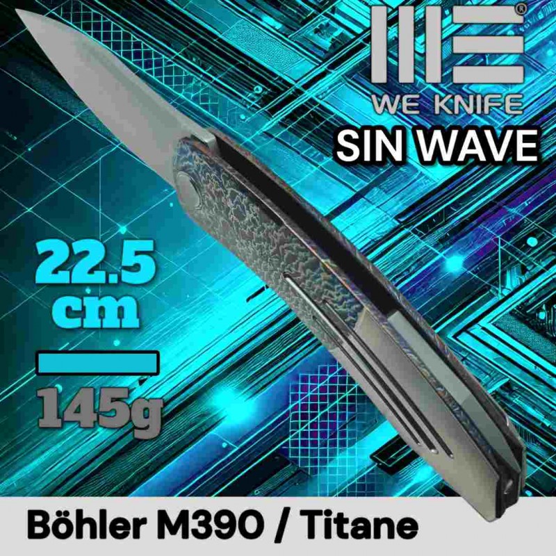 Couteau WE Knife Sin Wave titane flammée m390 cobalt