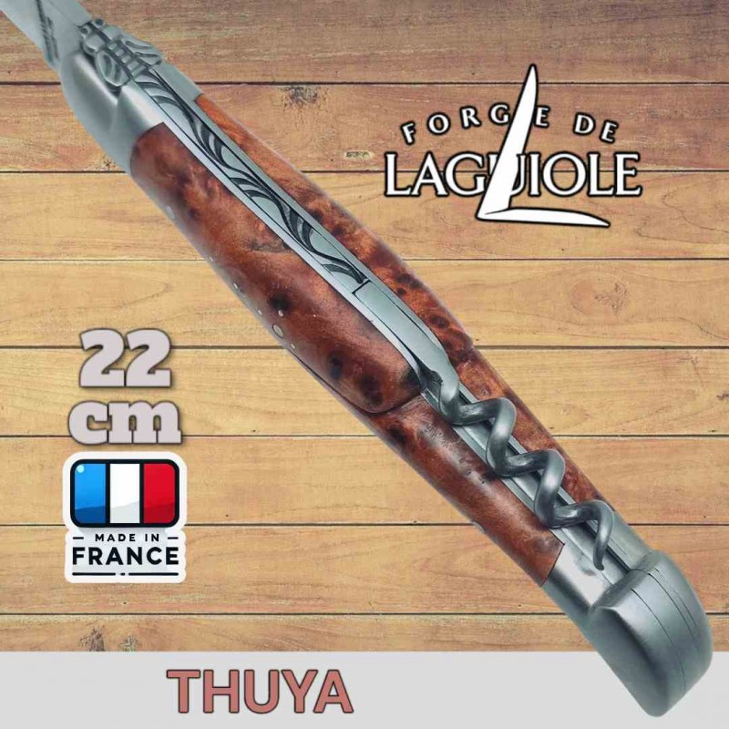 Couteau Forge de Laguiole '' Tradition '' thuya tire-bouchon finition mate