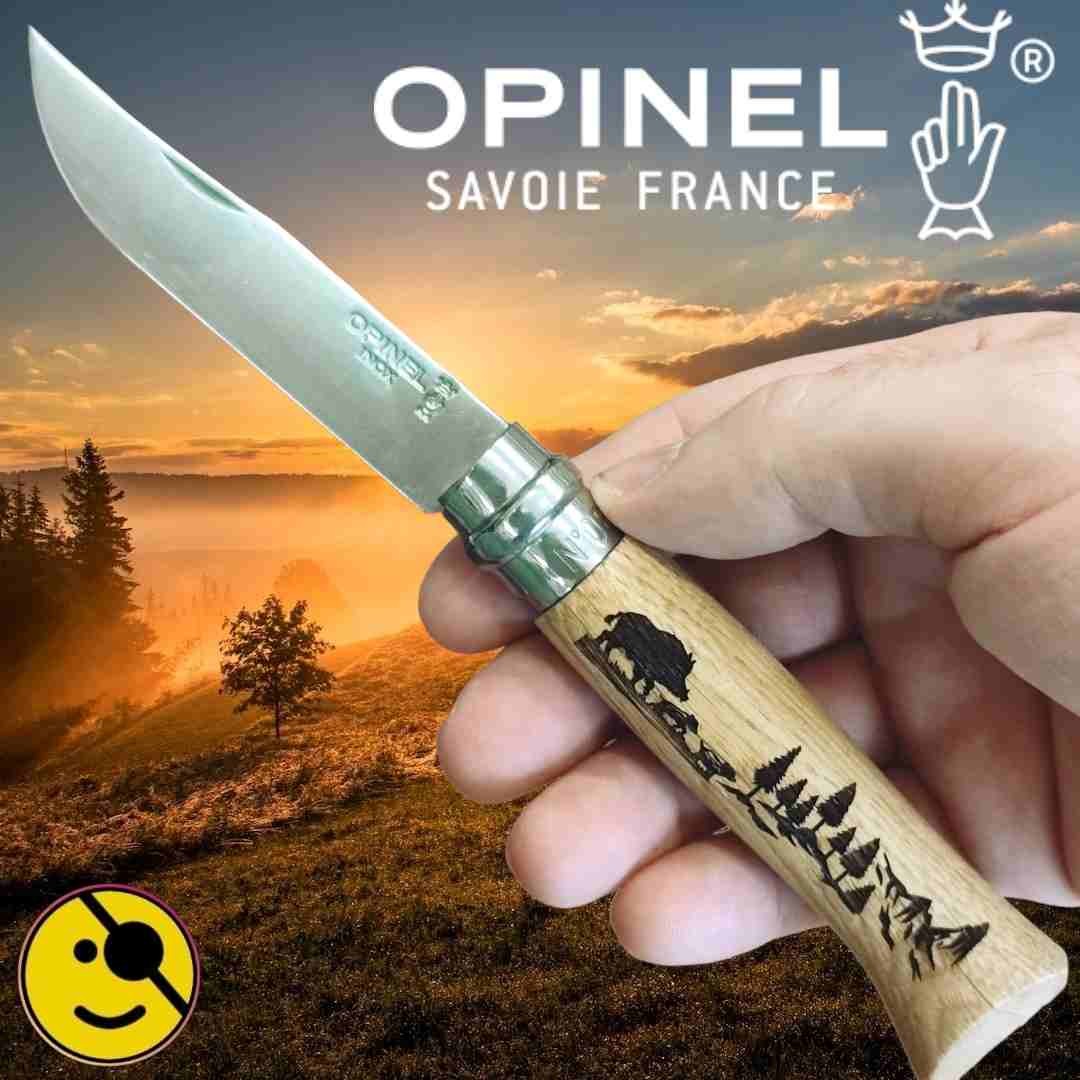 Couteau Opinel n 8 Animalia sanglier chene lame inox 19.5cm