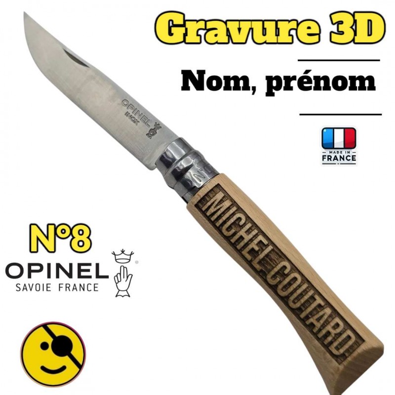 Couteau Opinel N 8 gravure 3D