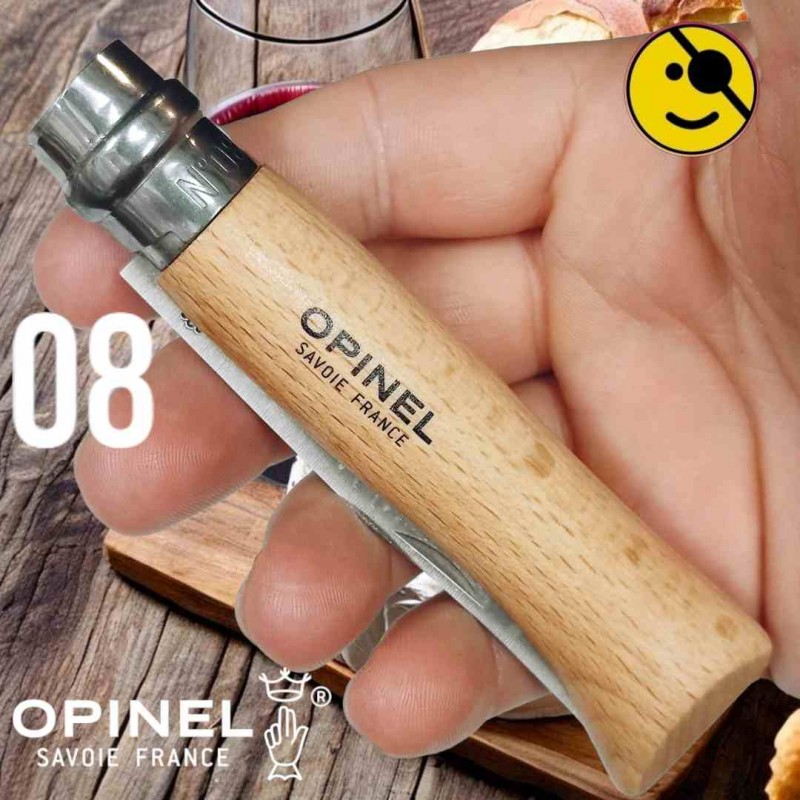 Couteau OPINEL 08 manche hetre lame inox 19.5cm