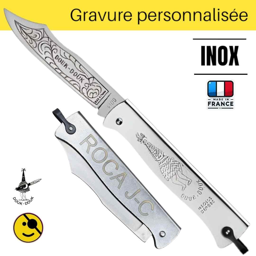 Couteau Douk inox gravé