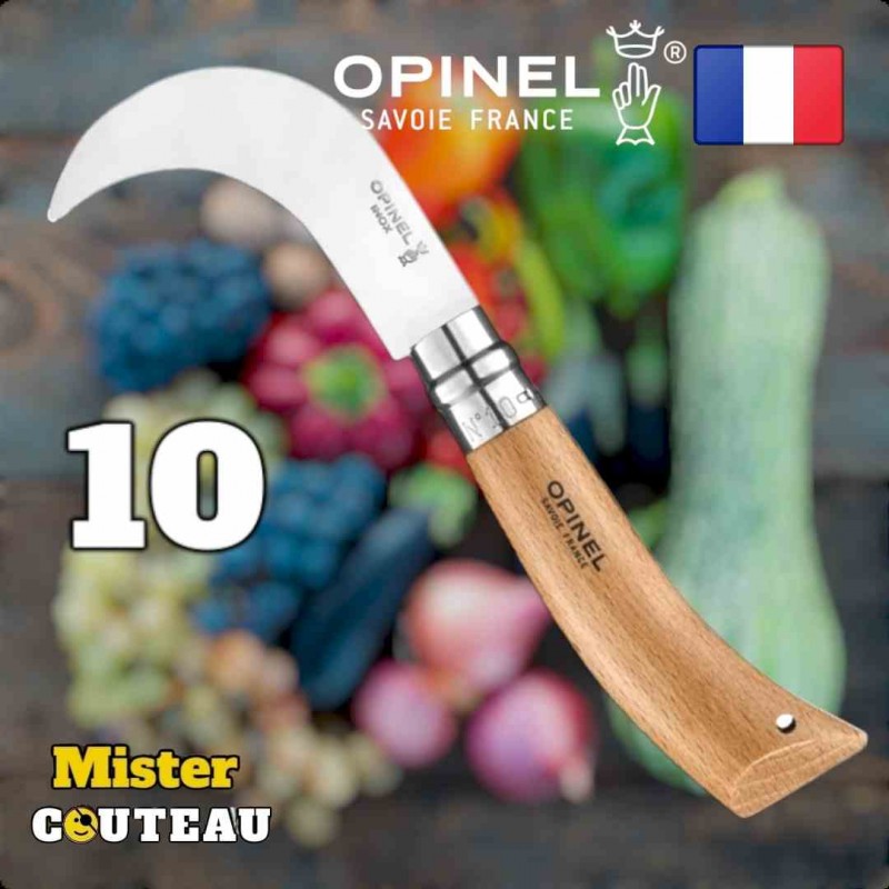 Couteau serpette OPINEL N 10 manche hetre lame inox / 20cm