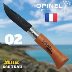 Couteau OPINEL 02 manche hetre lame carbone 8cm