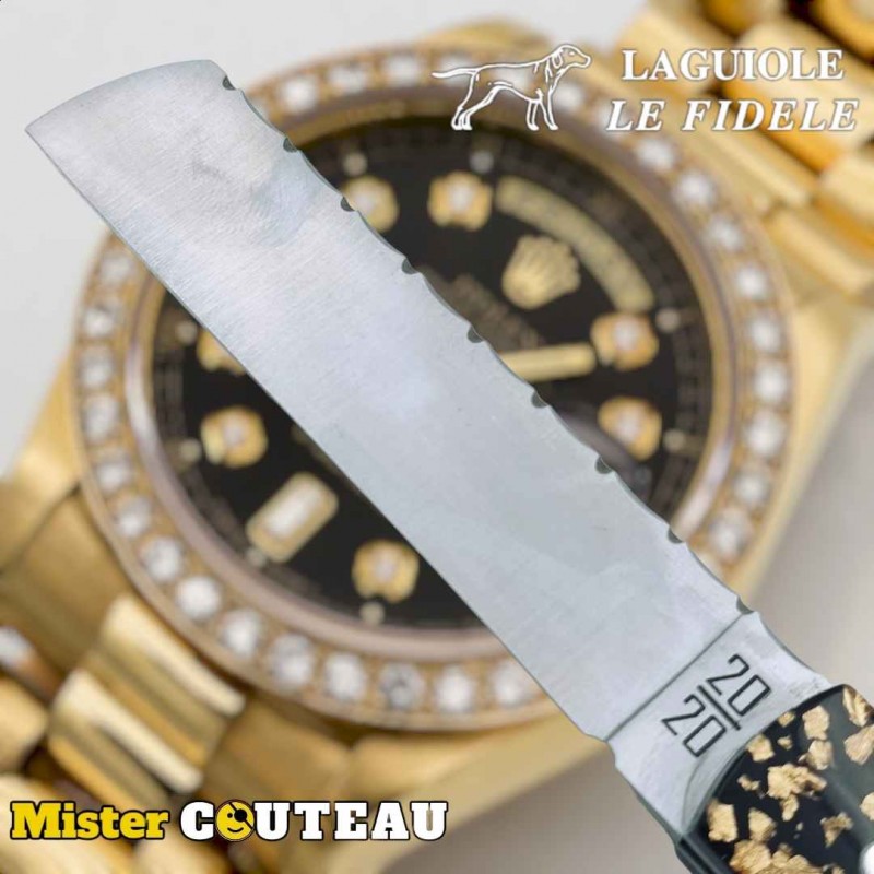 Couteau  20/20 Le Fidèle feuille d'or full guillochage