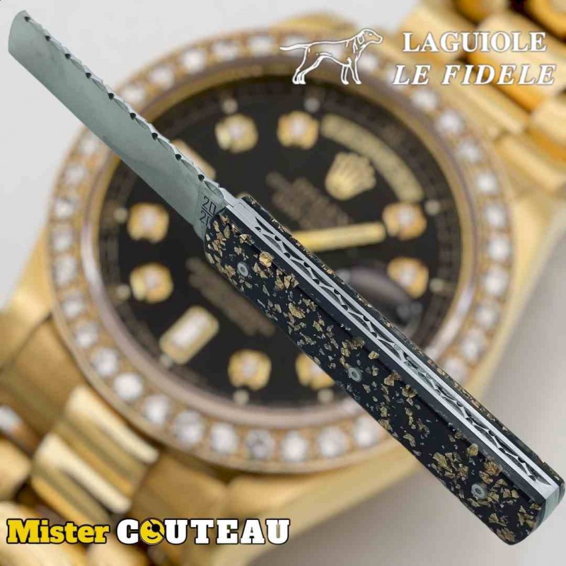 Couteau  20/20 Le Fidèle feuille d'or full guillochage