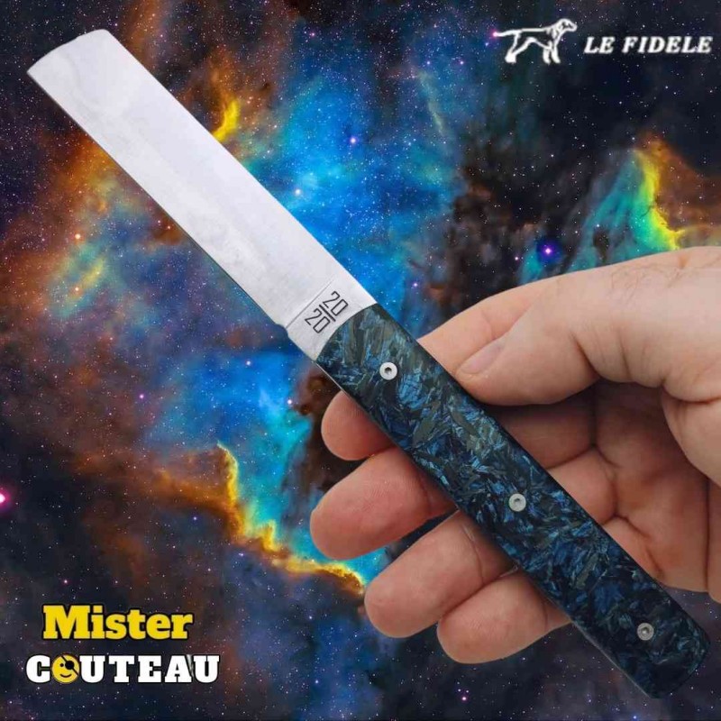 Couteau  20/20 Le Fidèle fibre carbone bleue