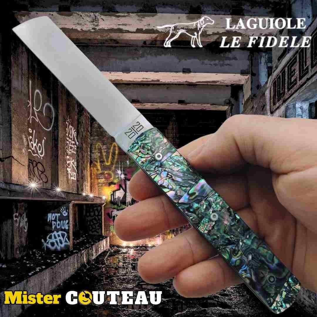 Couteau  20/20 Le Fidèle abalone ressort gravure laser