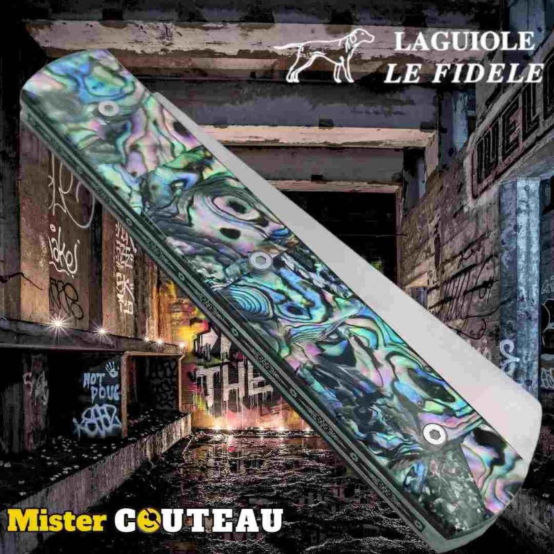Couteau  20/20 Le Fidèle abalone ressort gravure laser