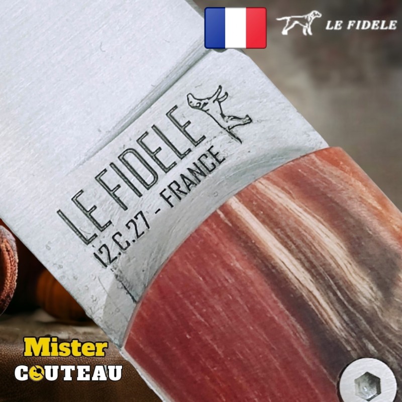 Couteau 20/20 Le Fidèle bois de bouleau stabilisé rouge