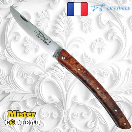 Couteau Thiers par Le Fidèle loupe frene en bois précieux bi matière modèle 3