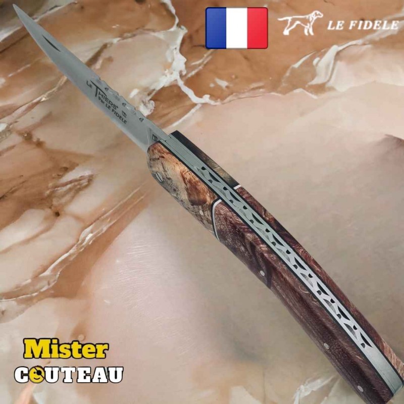 Couteau Thiers par Le Fidèle frene peuplier en bois précieux bi matière modèle 8