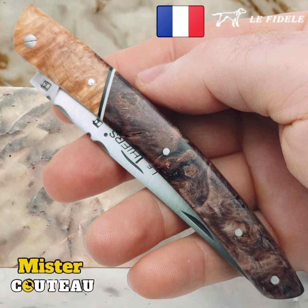 Couteau Thiers par Le Fidèle érable peuplier en bois précieux bi matière modèle 9