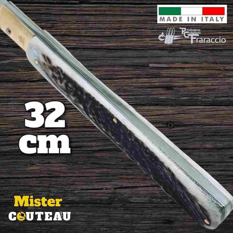Couteau Fraraccio Sfilato bois de cerf mitre laiton 32 cm