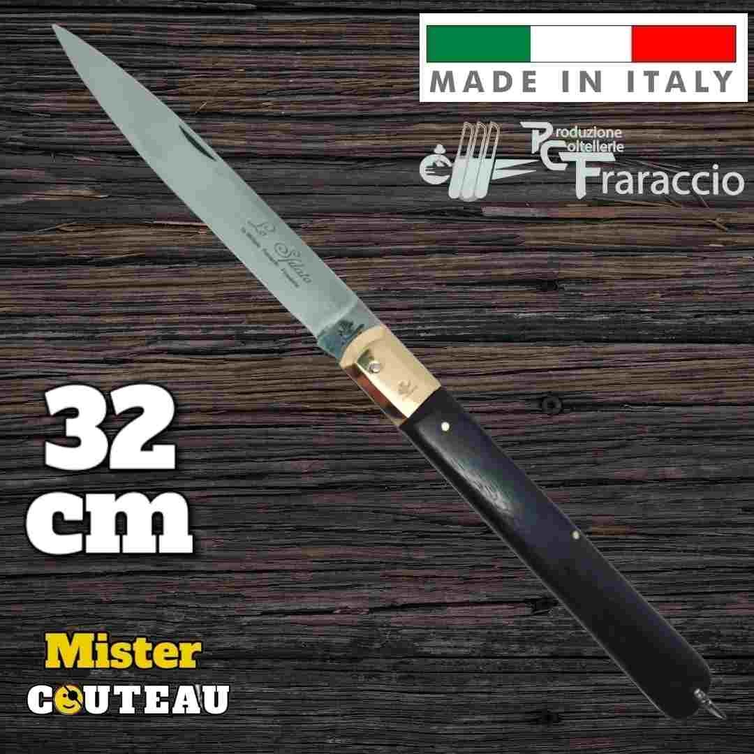 Couteau Fraraccio Sfilato palissandre mitre laiton 32 cm Italie