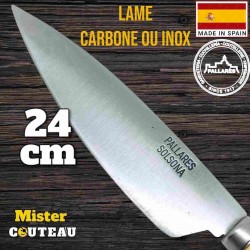 Couteau cuisine Pallares en buis tourné lame inox ou carbone / 24 cm