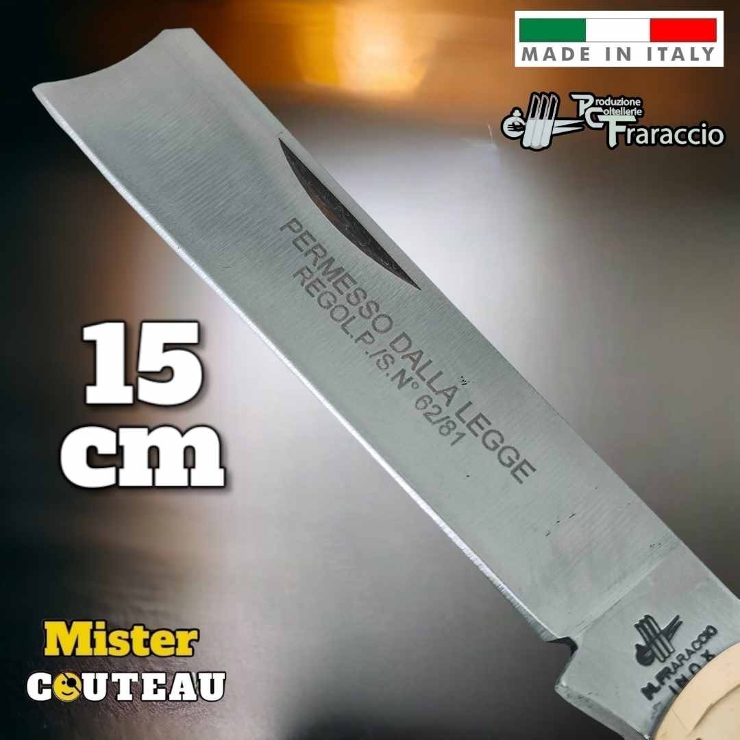 Couteau italien Fraraccio permesso de la legge corne mitre laiton 15 cm