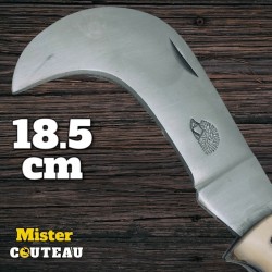 Couteau grande serpette crochet le niglo os gravure hérisson 18.5cm