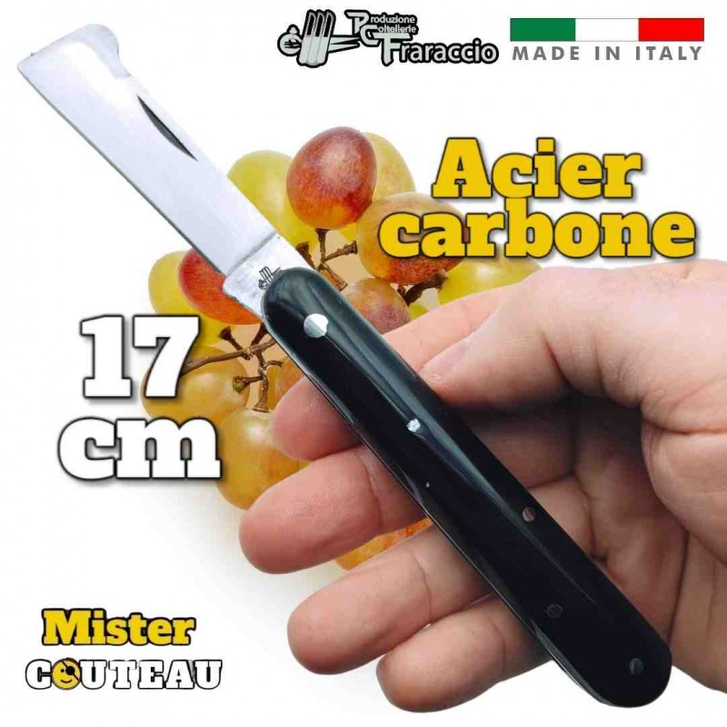 Couteau italien Fraraccio greffoir manche ABS lame carbone 17 cm